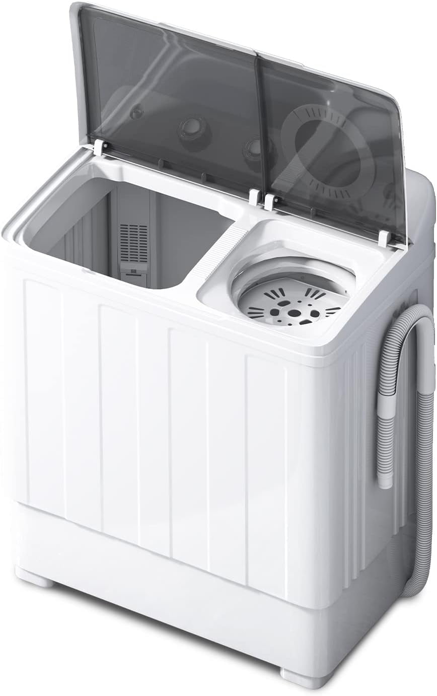 Zeny Portable Compact Mini Twin Tub Washing Machine Washer XL 17.6lbs  Capacity With Wash and Spin Cycle, Built-in Gravity Drain 