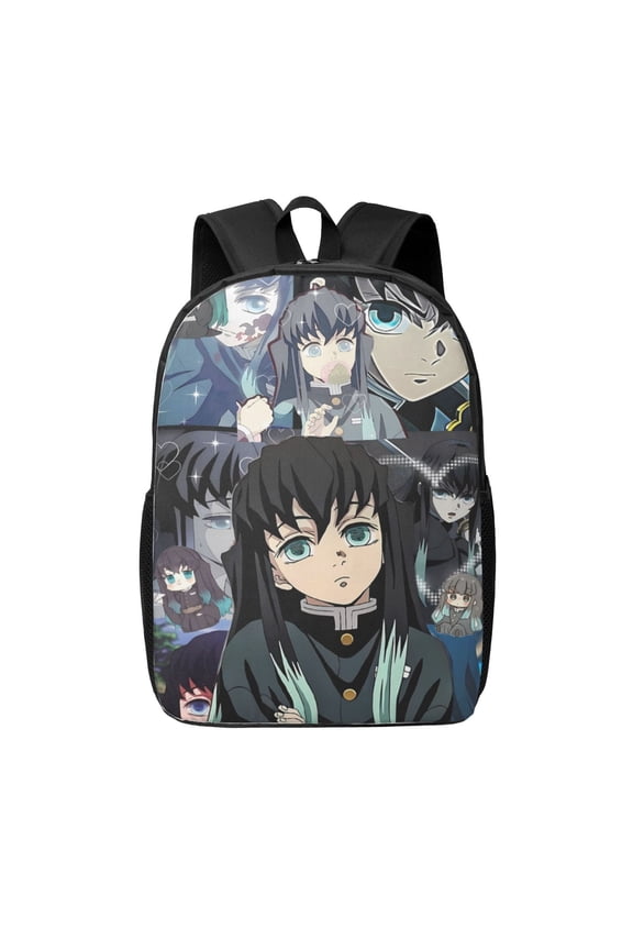 Muichiro Tokito Backpack 17 Inch Large Capacity Casual School Bag Lightweight Daypack Laptop Bag Travel Hiking Camping