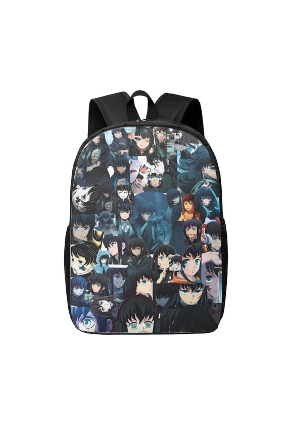 Muichiro Tokito Backpack 17 Inch Large Capacity Casual School Bag Lightweight Daypack Laptop Bag Travel Hiking Camping