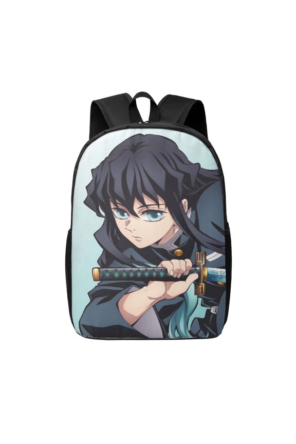 Muichiro Tokito Backpack 17 Inch Large Capacity Casual School Bag Lightweight Daypack Laptop Bag Travel Hiking Camping