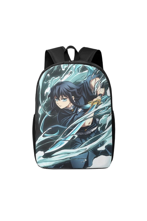 Muichiro Tokito Backpack 17 Inch Large Capacity Casual School Bag Lightweight Daypack Laptop Bag Travel Hiking Camping