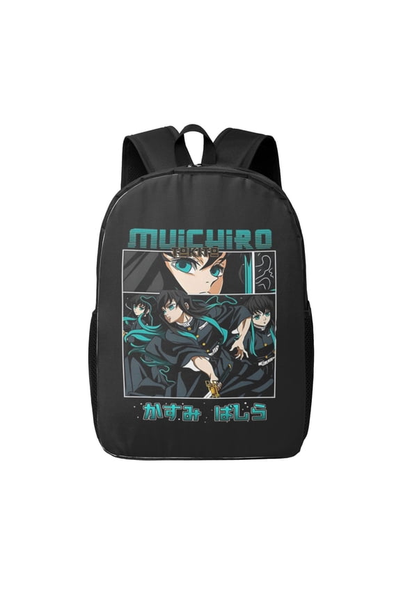 Muichiro Tokito Backpack 17 Inch Large Capacity Casual School Bag Lightweight Daypack Laptop Bag Travel Hiking Camping