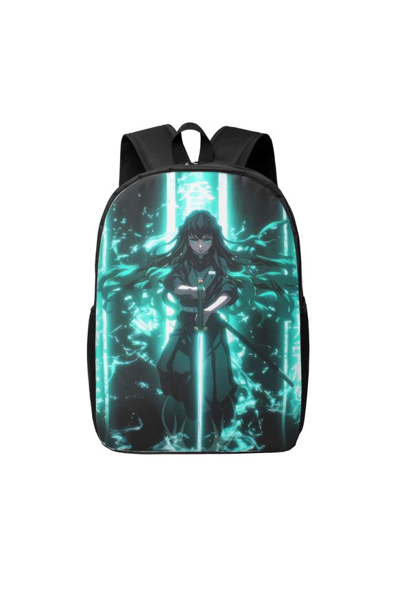 Muichiro Tokito Backpack 17 Inch Large Capacity Casual School Bag Lightweight Daypack Laptop Bag Travel Hiking Camping