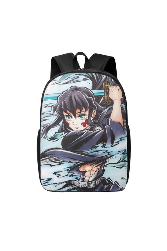 Muichiro Tokito Backpack 17 Inch Large Capacity Casual School Bag Lightweight Daypack Laptop Bag Travel Hiking Camping