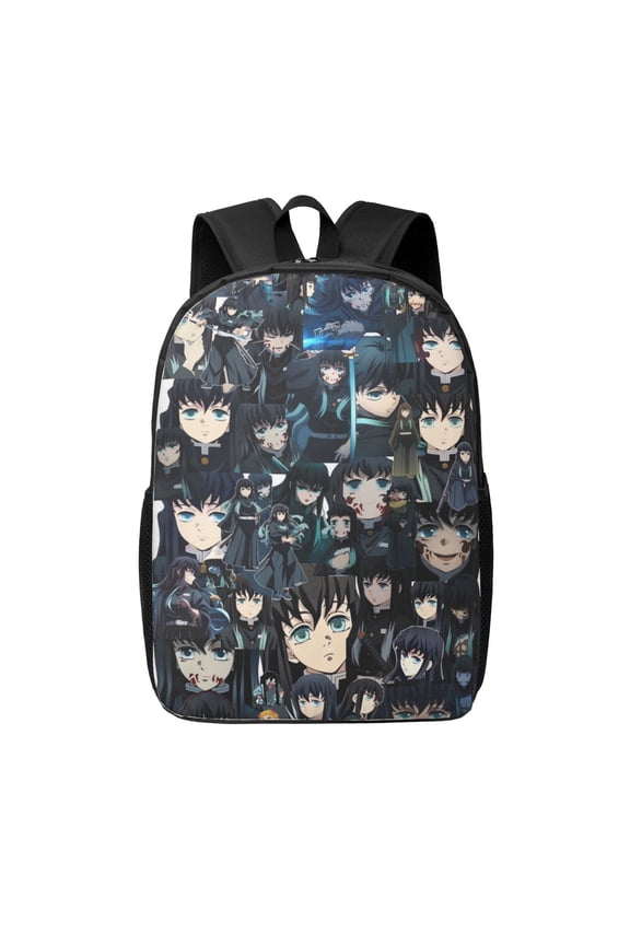 Muichiro Tokito Backpack 17 Inch Large Capacity Casual School Bag Lightweight Daypack Laptop Bag Travel Hiking Camping