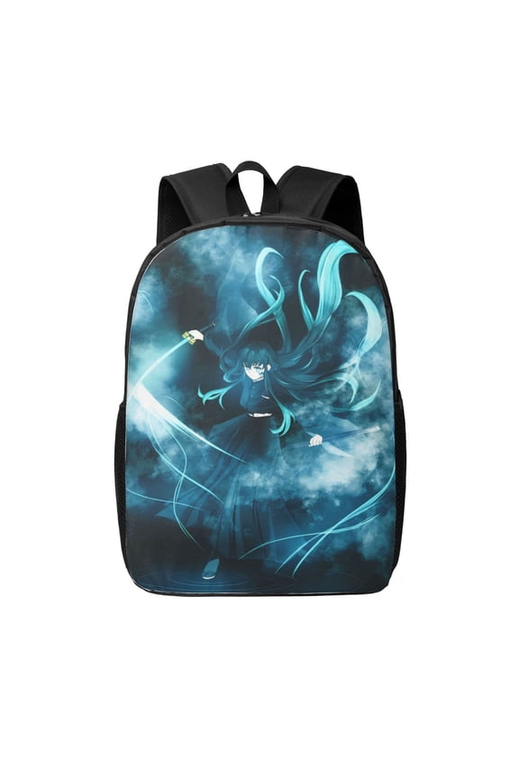 Muichiro Tokito Backpack 17 Inch Large Capacity Casual School Bag Lightweight Daypack Laptop Bag Travel Hiking Camping