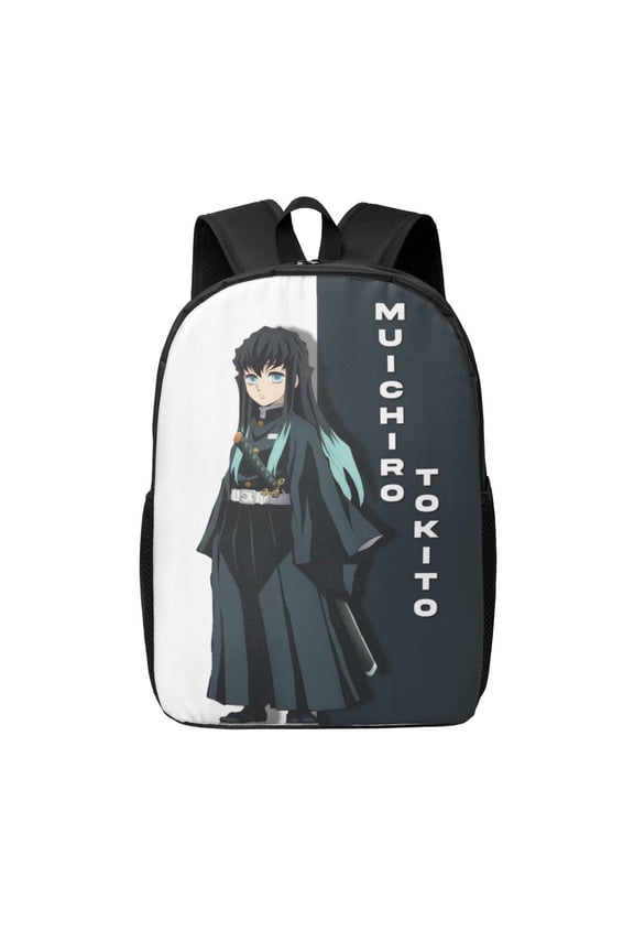 Muichiro Tokito Backpack 17 Inch Large Capacity Casual School Bag Lightweight Daypack Laptop Bag Travel Hiking Camping