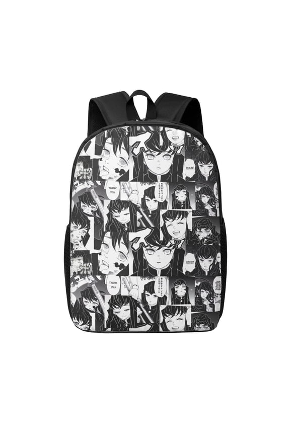 Muichiro Tokito Backpack 17 Inch Large Capacity Casual School Bag Lightweight Daypack Laptop Bag Travel Hiking Camping