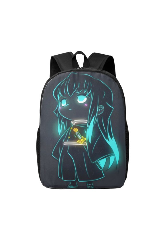 Muichiro Tokito Backpack 17 Inch Large Capacity Casual School Bag Lightweight Daypack Laptop Bag Travel Hiking Camping