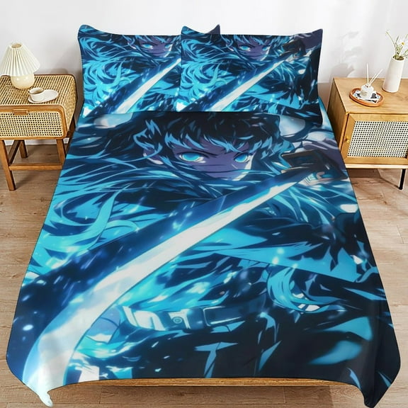 Muichiro Tokito Bed Duvet Cover Microfiber Bedding Sets 3D Printed Lightweight 3 Piece Comforter Sets, 1 Duvet Cover And 2 Pillow Shams for Kids Boys Girls 86"x70"