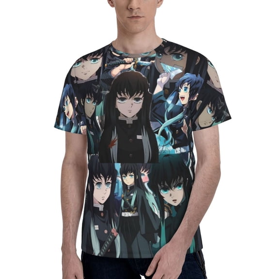 Muichiro Tokito Men's T-Shirt Printed Graphic Crewneck Breathable Tees Shirt Streetwear Fashion Casual Unisex Short Sleeve Tops