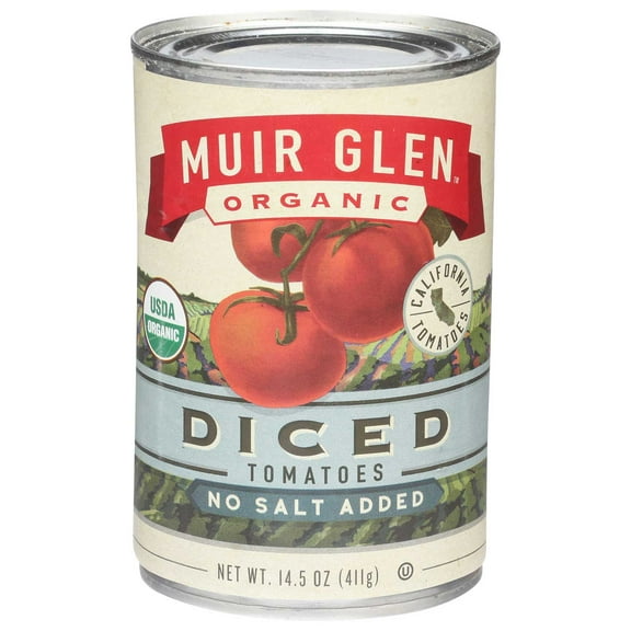 Muir Glen Organic Diced Canned Tomatoes, No Salt Added, 14.5 oz. (Pack of 12)
