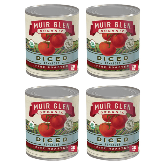 Muir Glen Organic Diced Fire Roasted Tomatoes 28oz (Pack of 4)