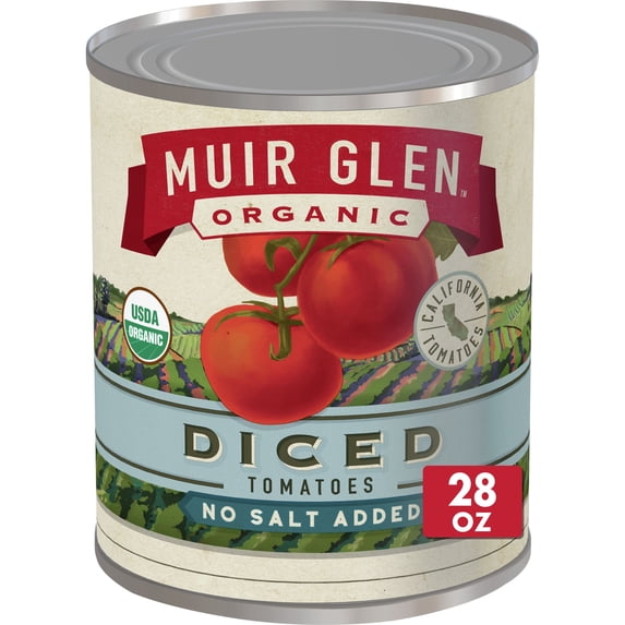 Muir Glen Organic Diced Tomatoes, Fire Roasted and No Salt, 28 oz