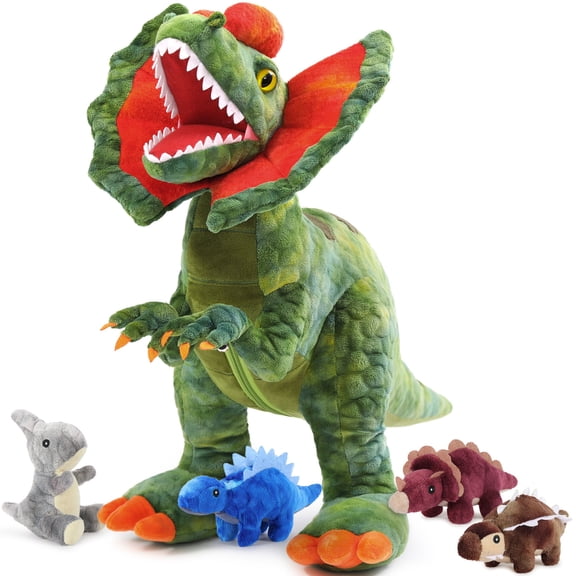 Muiteiur 17.7" Dinosaur Plush Toy, 4Pcs Dinosaur Stuffed Animal with 4 Babies
