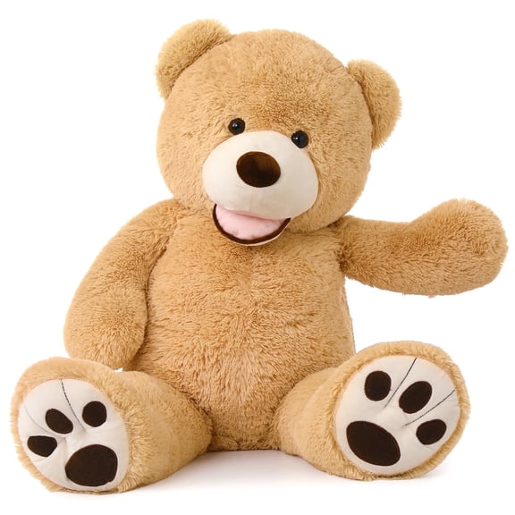Muiteiur 39" Light Brown Teddy Bear with Big Footprints Plush Stuffed Animals