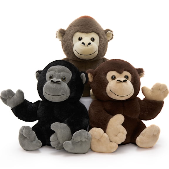 Muiteiur 3Pcs Chimpanzee Stuffed Animal 11.42" Chimpanzee Plush Toy