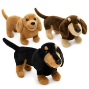 Muiteiur 3Pcs Dachshund Plush Toy Set 13" Lovely Puppy Stuffed Animal