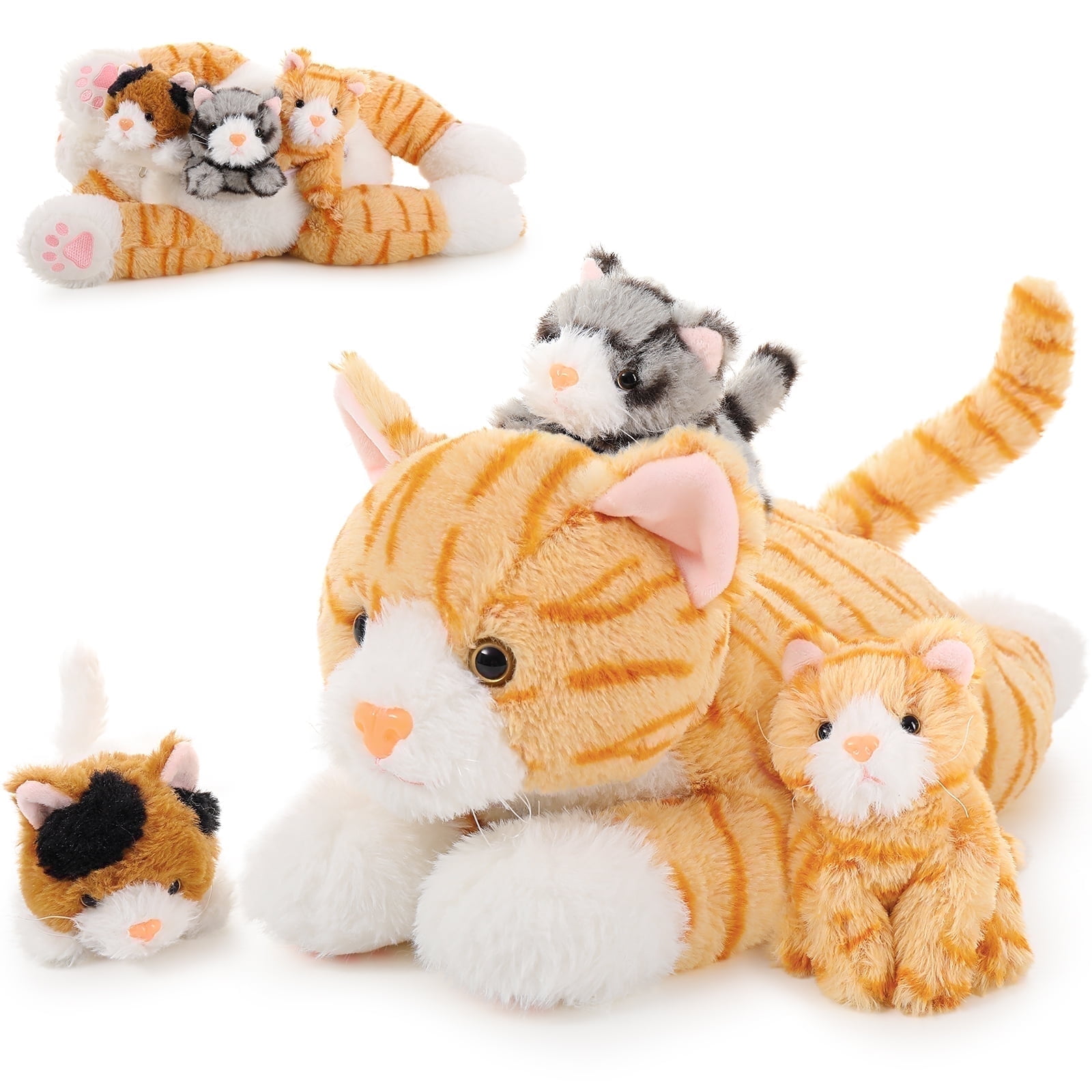 Muiteiur 4 Pcs Cat Stuffed Animal 15.7'' Cat Plush with 3 Babies - Walmart.com