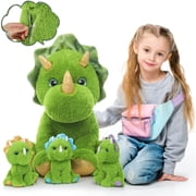 Muiteiur 4Pcs Triceratops Stuffed Animal 24.5" Triceratops Plush Toy with 3 Babies