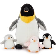 Muiteiur 4 Pieces 14 Wind Up Penguin Stuffed Animals Mommy Penguin Plush Toy with 3 Babies