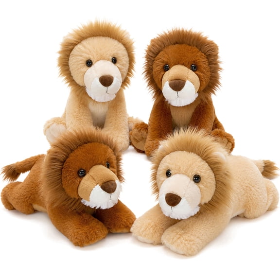 Muiteiur 4Pack Stuffed Animal Lion 14" Small Stuffed Animal Jungle Animal Toy