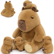 Muiteiur 5Pcs Capybara Stuffed Animal Set 13.8 Capybara Plush with 4 Babies Inside