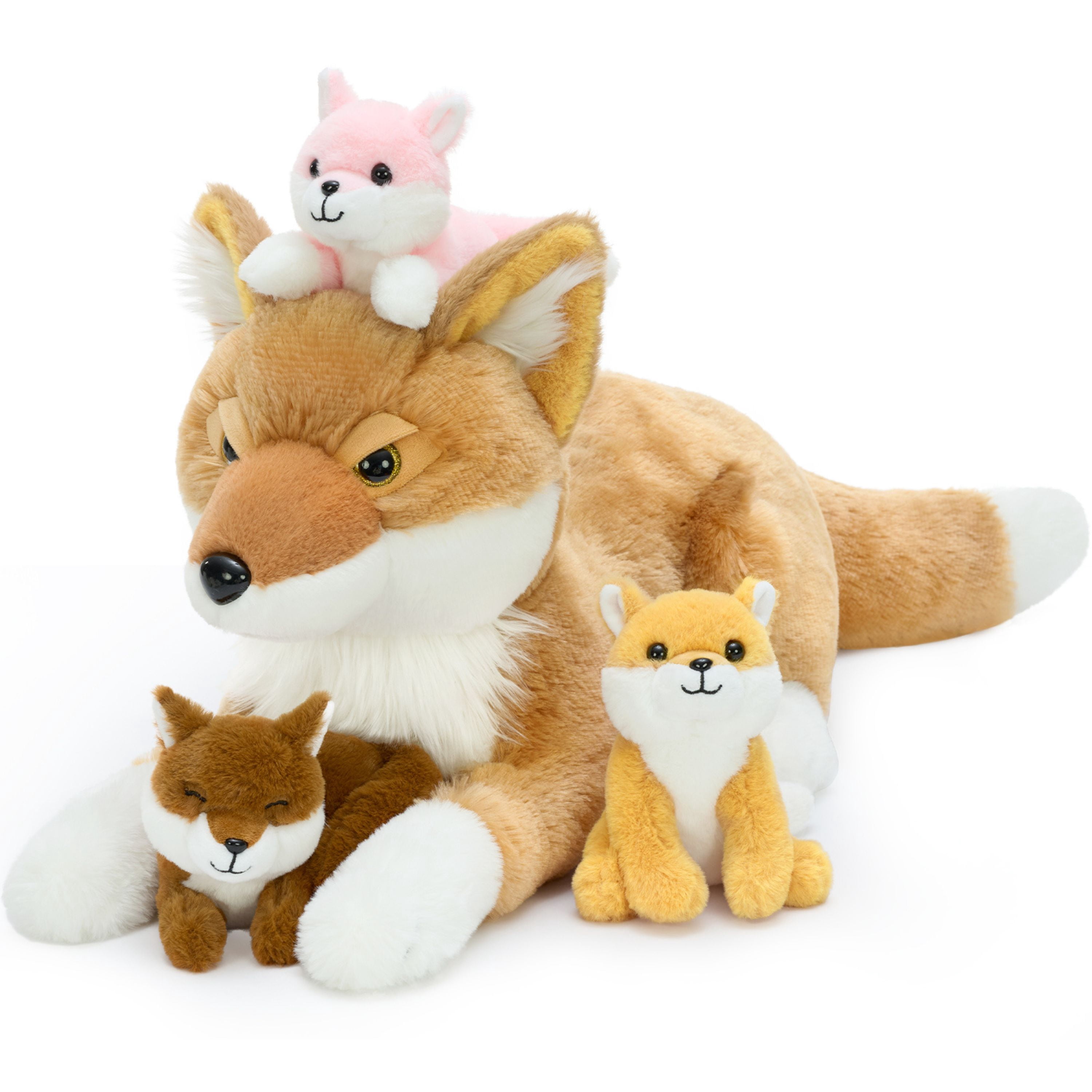 Muiteiur 4PCS Fox Stuffed Animal 22'' Fox Plush Toy with 3 Babies