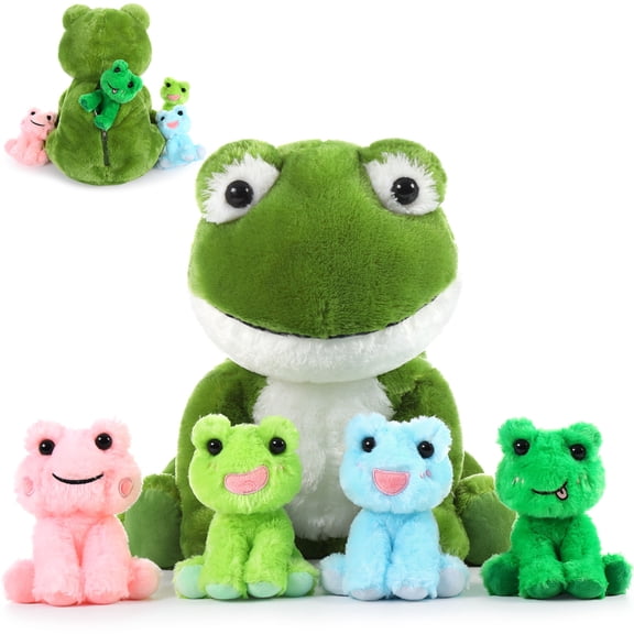 Muiteiur 5Pcs Frog Stuffed Animal 17.7" Giant Frog Plush Toy With 4 Babies Inside