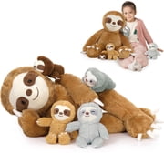 Muiteiur 5Pcs Sloth Stuffed Animal 23 Sloth Plush with 4 Babies Plush Toy