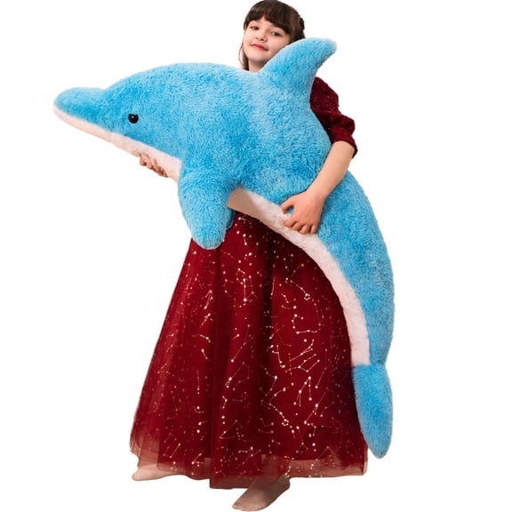 Muiteiur 55" Dolphin Plush Toy Giant Body Pillow Ocean Life Stuffed Animal