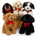thumbnail image 1 of Muiteiur 5Pcs Cute Puppy Plush Toy Set 13.8" Bulk Dog Stuffed Animal, 1 of 9