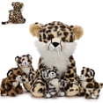 thumbnail image 1 of Muiteiur 5Pcs Cheetah Stuffed Animal 14.2'' Giant Cheetah Plush Toy With 4 Babies Inside, 1 of 7