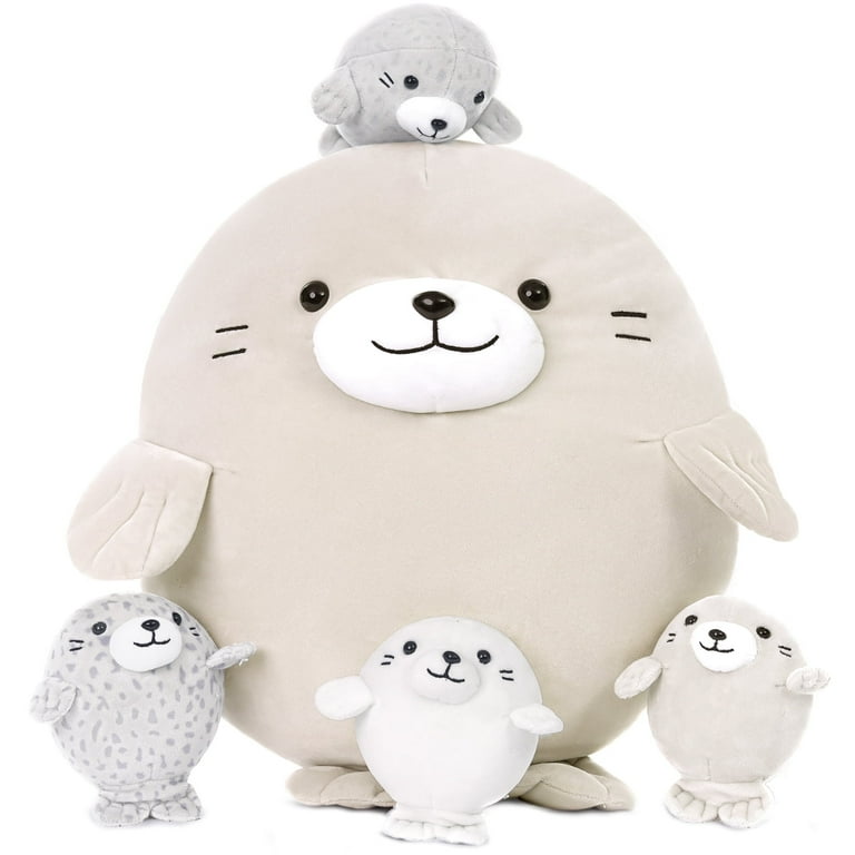 Muiteiur 5Pcs Seal Stuffed Animal 20 Giant Seal Plush with 4 Babies