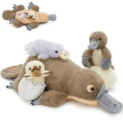 Muiteiur 6Pcs Platypus Stuffed Animal Set 21.7" Platypus Plush with 3 Babies, 2 Eggshell