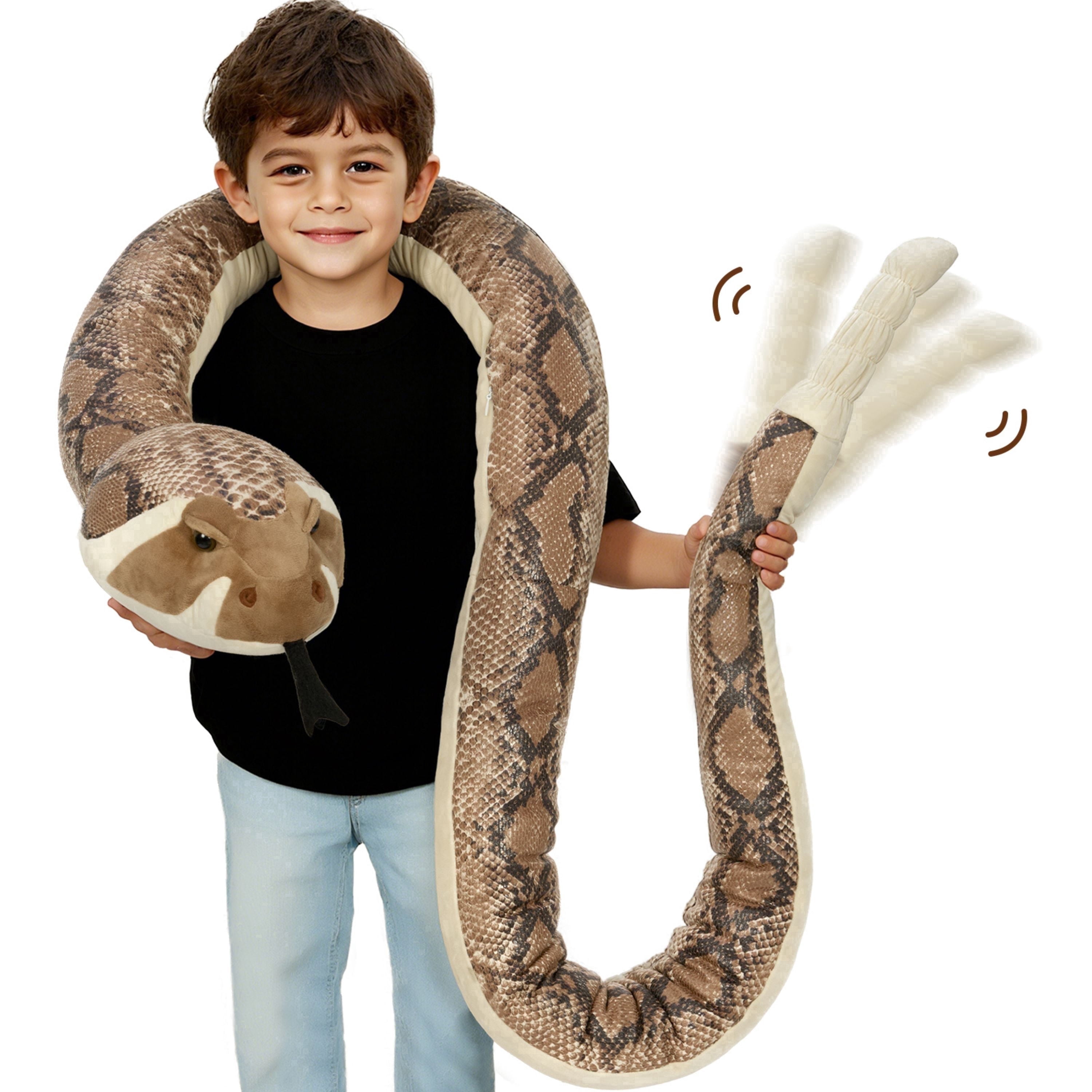 Muiteiur 97" Lifelike Plush Rattlesnake Toy Long Snake Stuffed Animal