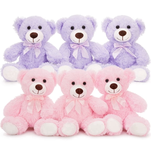 Muiteiur Bulk Teddy Bear 6 Packs Small Teddy Bear Stuffed Animals for Baby Shower