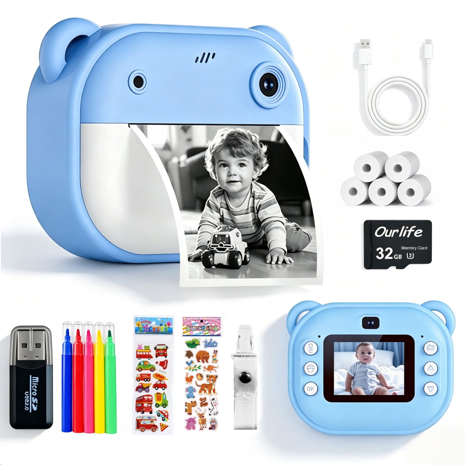 Muivan Instant Print Camera for Kids,1080P HD Selfie Camera with 32GB ...