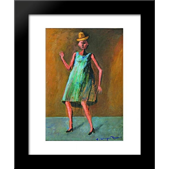 Mujer con sombrero-muñequita 20x24 Framed Art Print by Orozco Romero, Carlos