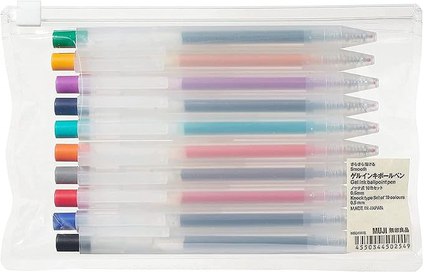 Muji Clear Ballpoint Gel Pen 0.5mm [10 colors SET] retractable