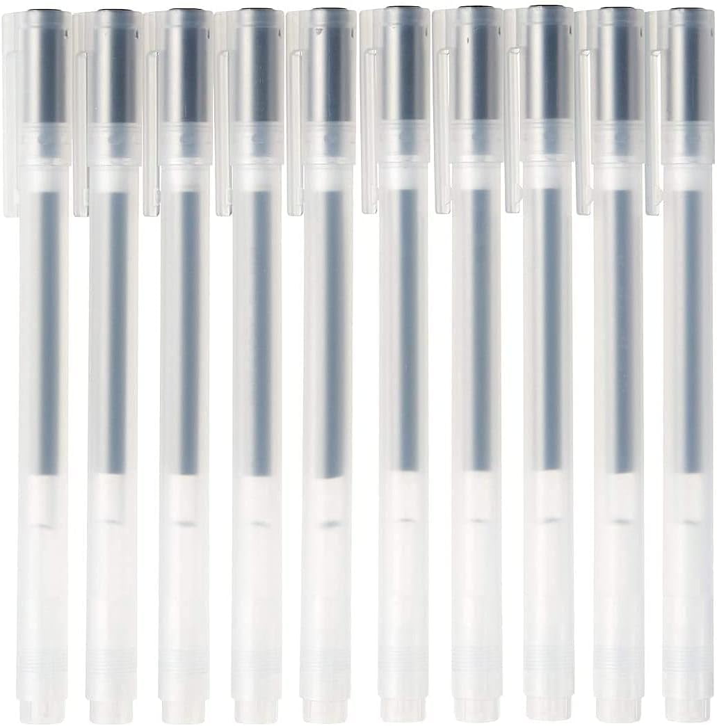 Muji Gel Ink Ballpoint Pen Cap Type 10-Pieces Set, 0.5 mm Nib Size, Black