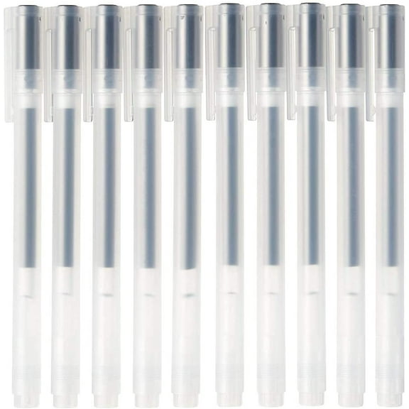 Muji Gel Ink Ballpoint Pen Cap Type 10-Pieces Set, 0.5 mm Nib Size, Black