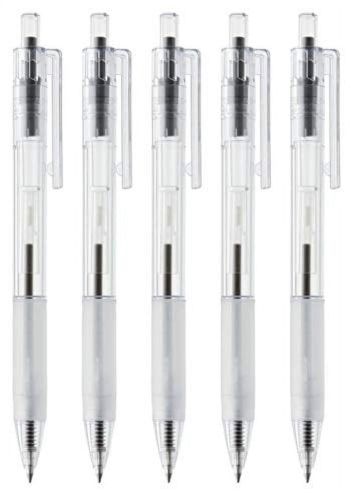 Muji Polycarbonate Clear Ball Point Gel Pen Black 0.7mm 5pcs Made in