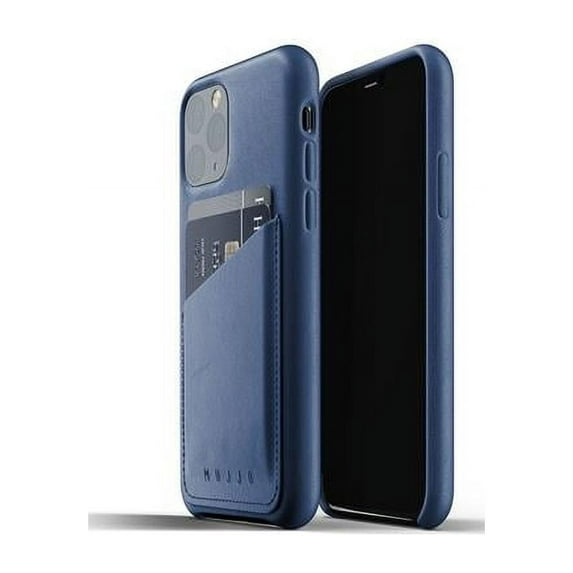Mujjo MUJJO-CL-002-BL Full Leather Wallet Case for iPhone 11 Pro, Blue