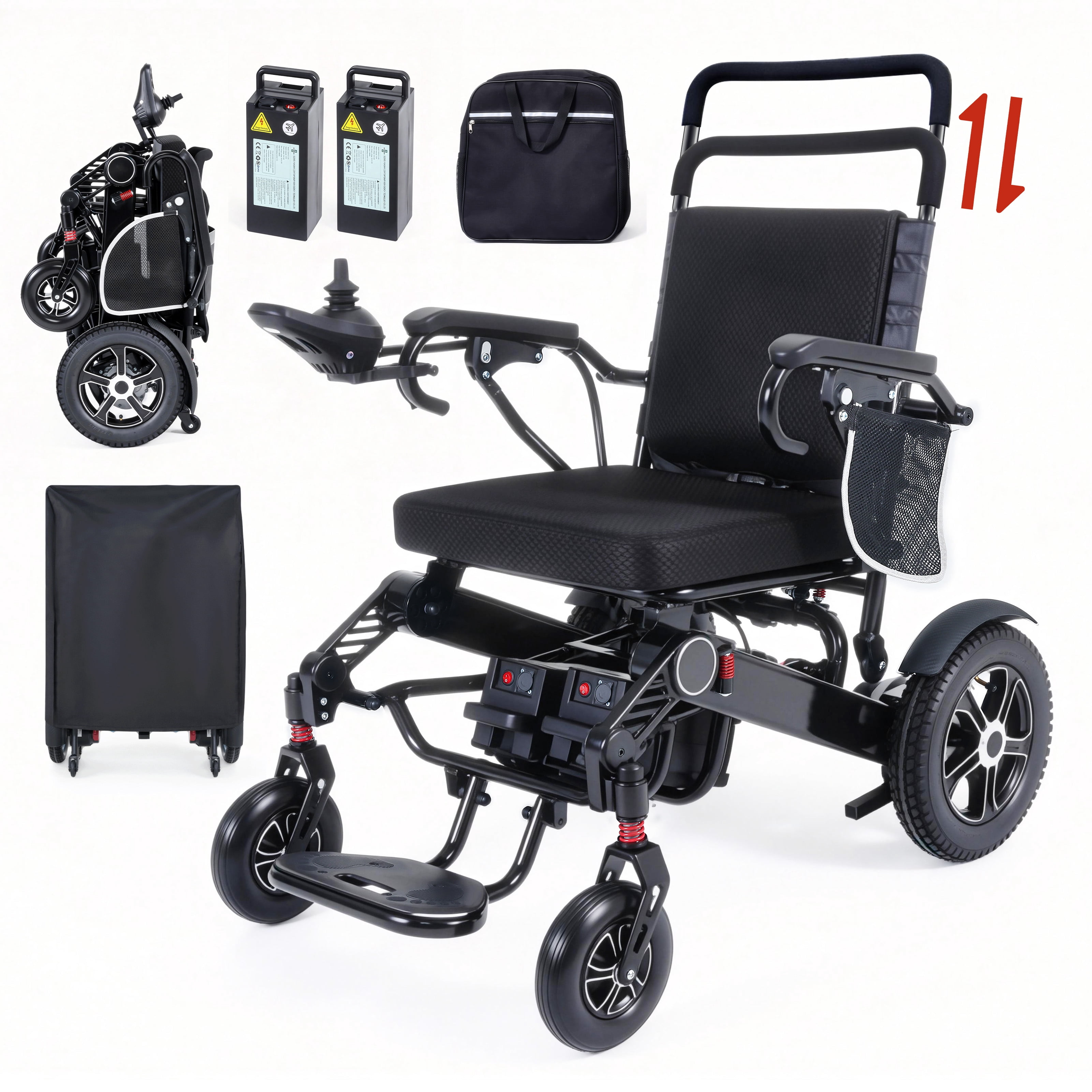 Mujocooker Foldable Electric Wheelchair for Adults - 440lbs Heavy
