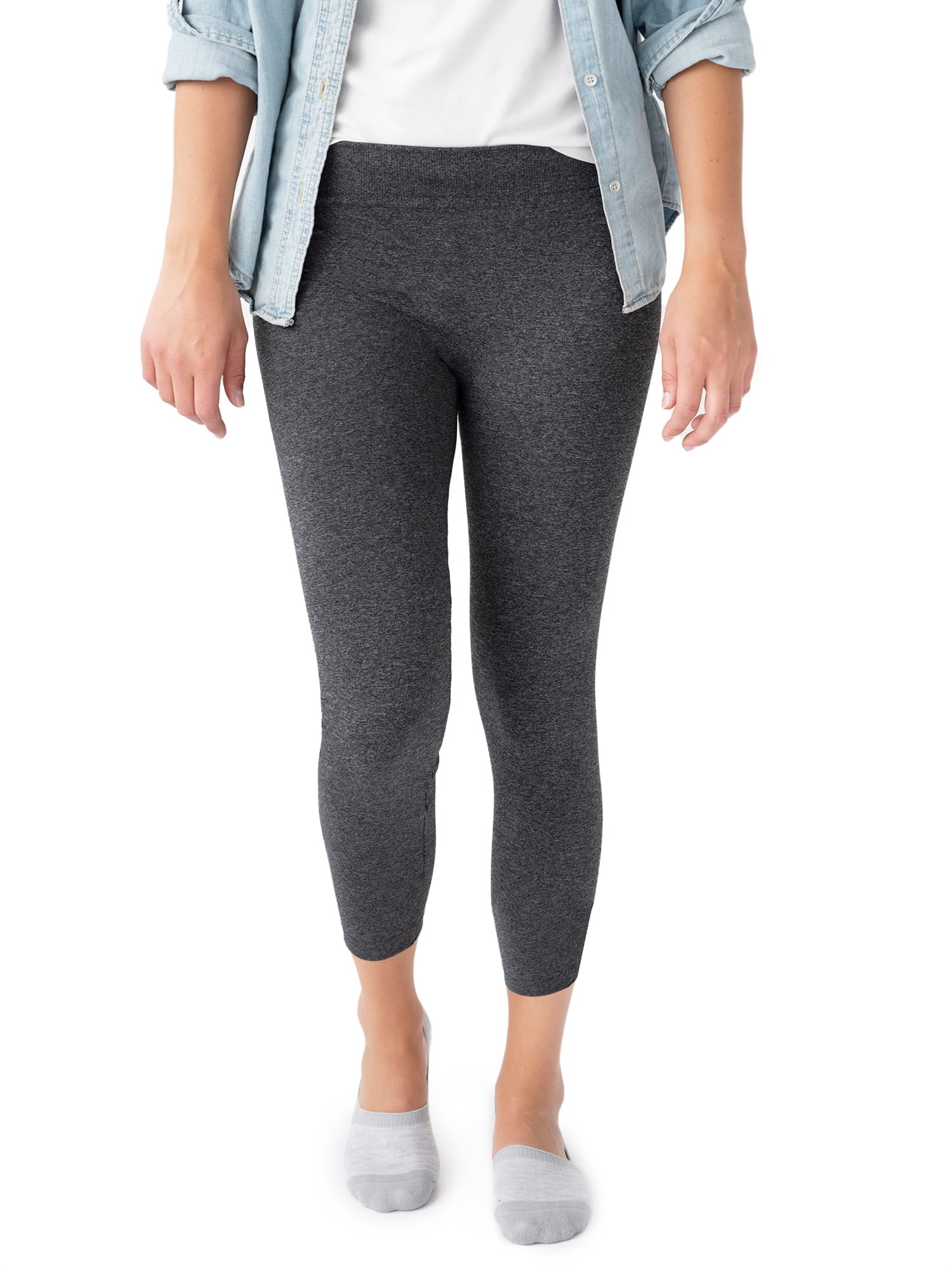 MUK LUKS Women's Fleece Lined Leggings-Charcoal Medium/Large 