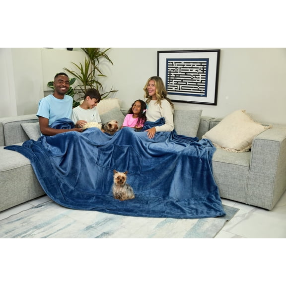 Muk Luks Luxurious and Soft Extra Large Navy Family Throw Blanket