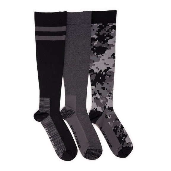 MUK LUKS Men's 3 Pack Nylon Compression Knee-High Socks