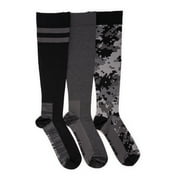 MUK LUKS Men's 3 Pack Nylon Compression Knee-High Socks, One Size