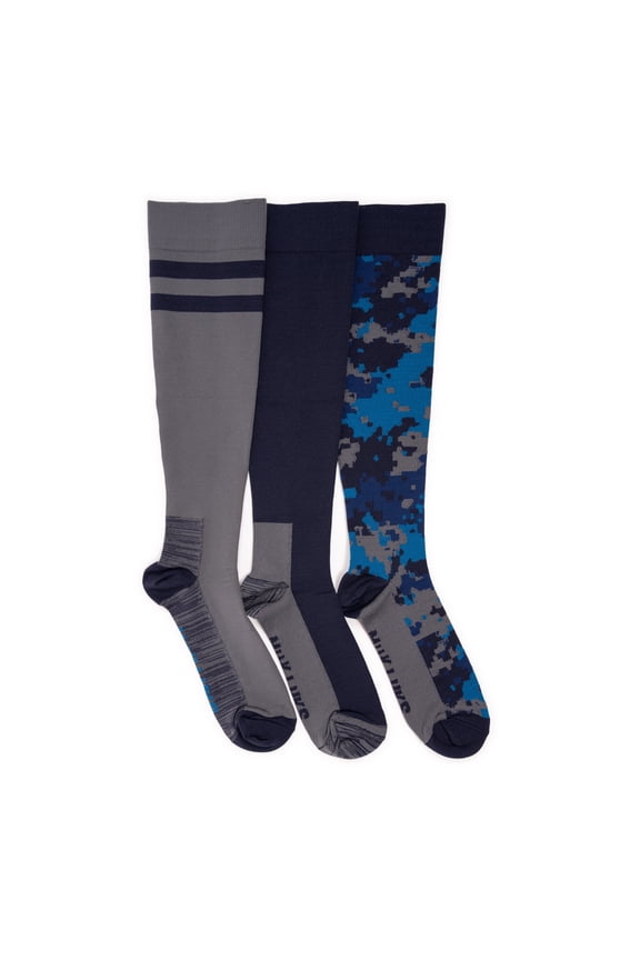 Men's 3 Pack Nylon Compression Knee-High Socks